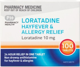 Pharmacy+Health+Loratadine+Hayfever+%26amp%3B+Allergy+Relief+100+Tablets