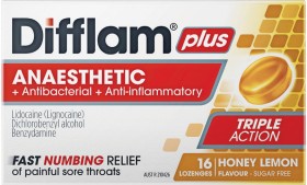 Difflam-Plus-Anaesthetic-Antibacterial-Anti-Inflammatory-Honey-Lemon-Flavour-16-Lozenges on sale