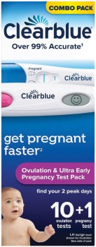 Clearblue-Ovulation-Ultra-Early-Pregnancy-Test-Pack-10-Ovulation-Tests-1-Pregnancy-Test on sale