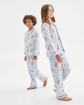 Family-Matching-Australian-Cotton-Easter-Older-Kids-Pyjama-Set-Bunny-Stripe on sale