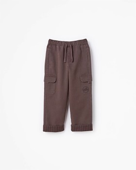 Australian+Cotton+Blend+Elastic+Waistband+Cargo+Pants+-+Brown