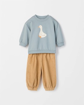 Baby+Organic+Cotton+Fleece+Sweater+%26amp%3B+Soft+Cord+Pants+2+Piece+Set+-+Goose