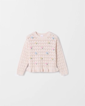 Australian+Cotton+Pointelle+Embroidered+Sweater+-+Cream