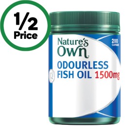 Natures-Own-Fish-Oil-Odourless-1500mg-with-Omega-3-Pk-200 on sale