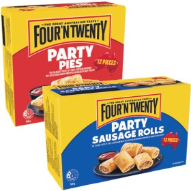 Four%26rsquo%3BN+Twenty+Party+Pies+or+Sausage+Rolls+500-600g+Pk+12