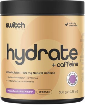 Switch-Nutrition-Hydrate-Caffeine-Mango-Passionfruit-300g on sale