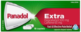 Panadol-Extra-500mg-Paracetamol-65mg-Caffeine-Caplets-16-Pack on sale