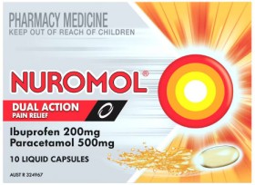 Nuromol+Dual+Action+Strong+Pain+Relief+10+Liquid+Capsules