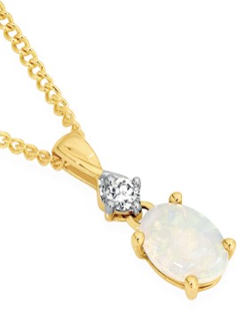 9ct+Gold+Opal+%26amp%3B+Diamond+Pendant