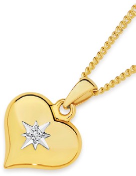 9ct-Gold-Diamond-Puff-Star-in-Heart-Pendant on sale