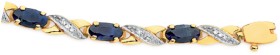 9ct+Gold+Natural+Sapphire+%26amp%3B+Diamond+Oval+Cut+Kiss+Bracelet