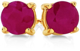 9ct+Gold+Natural+Ruby+Stud+Earrings