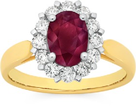 9ct+Gold+Oval+Ruby+%26amp%3B+Diamond+Ring