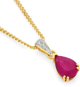 9ct-Gold-Natural-Ruby-Diamond-Pendant on sale