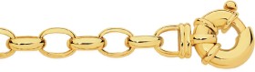 9ct+Gold+19.5cm+Solid+Oval+Belcher+Bolt+Ring+Bracelet