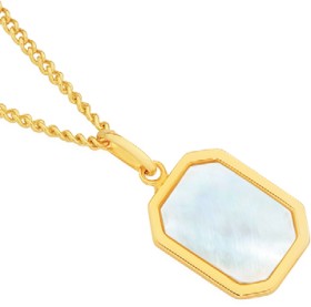 9ct+Gold+Mother+of+Pearl+Rectangle+Pendant