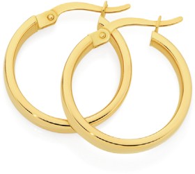 9ct-Gold-4x15mm-Polished-Hoop-Earrings on sale