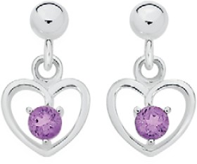 Sterling-Silver-Amethyst-Open-Heart-Drop-Earrings on sale