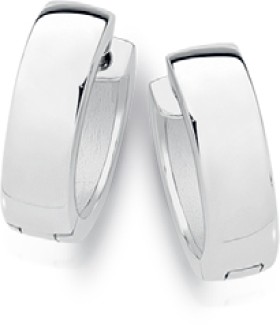 Sterling+Silver+Round+Edge+4x14mm+Solid+Huggie+Earrings