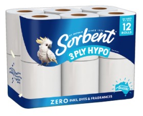 Sorbent+3+Ply+Toilet+Tissue+12+Pack+Selected+Varieties