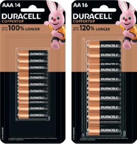 Duracell+Coppertop+Batteries+AA+16+Pack+or+AAA+14+Pack