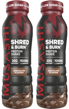 Musashi-Shred-Burn-Protein-Chocolate-Shake-375mL on sale