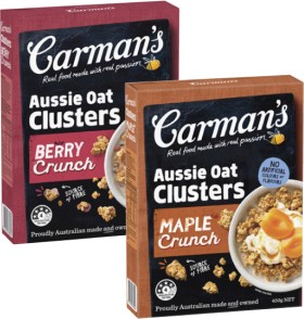 Carmans-Aussie-Oat-Clusters-450g on sale