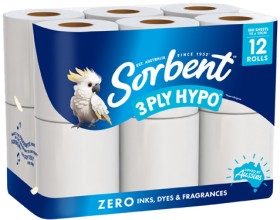 Sorbent+3-Ply+Hypo-Allergenic+Toilet+Paper+12+Pack