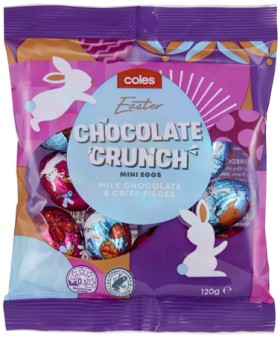 Coles-Easter-Milk-Chocolate-Crunch-Mini-Eggs-120g on sale