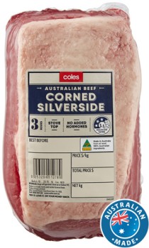 Coles-Australian-No-Added-Hormones-Beef-Corned-Silverside on sale