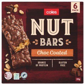 Coles-Choc-Coated-Nut-Bars-210g on sale
