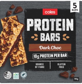 Coles-Dark-Choc-Protein-Bars-190g on sale
