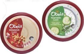 Obela+Classic+Tzatziki+or+Hommus+220g