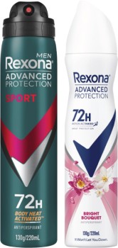 Rexona-Advanced-72hr-Aerosol-Deodorant-220mL on sale