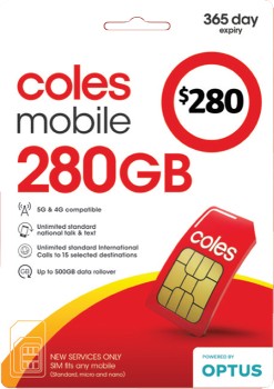 Coles-Mobile-280-Prepaid-SIM on sale