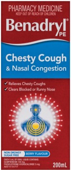 Benadryl-PE-Chesty-Cough-Nasal-Congestion-Berry-Flavour-200mL on sale
