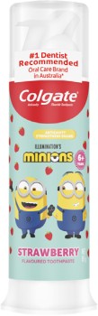 NEW+Colgate+Kids+Minions+Pump+Toothpaste+Strawberry+85g+6pk