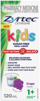 Zyrtec-Kids-Allergy-Hayfever-Relief-Grape-Flavour-Liquid-120mL on sale