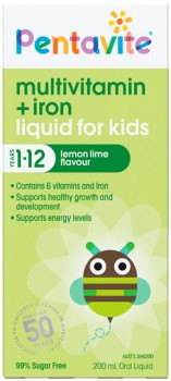 Pentavite+Multivitamin+%2B+Iron+Liquid+For+Kids+1-12+Years+Lemon+Lime+Flavour+200mL