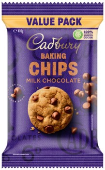 Cadbury-Baking-Chips-Milk-Chocolate-Value-Pack-410g on sale