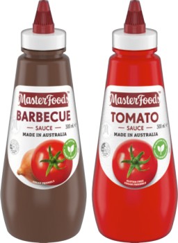 MasterFoods+Tomato+or+Barbecue+Squeezy+Sauce+475%E2%80%91500mL+Selected+Varieties