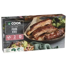 Woolworths+COOK+Slow+Cooked+Pork+Ribs+with+Smokey+BBQ+Sauce+650g