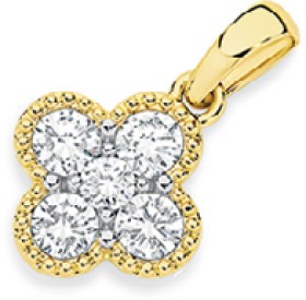 Alora-9ct-Gold-12-Carat-TW-Lab-Grown-Diamond-Clover-Pendant on sale