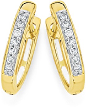 9ct-Gold-Diamond-Bar-Set-Huggie-Earrings on sale