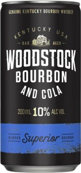 Woodstock-Bourbon-and-Cola-10-10-Pack-Cans-200mL on sale