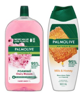 Palmolive-Body-Wash-450500mL-or-Foaming-Hand-Wash-Refill-1-Litre-Selected-Varieties on sale