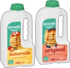 Greens-Pancake-Shake-325375g-Selected-Varieties on sale