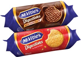 McVities-Plain-or-Chocolate-Digestives-Biscuits-266g-355g on sale