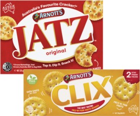 Arnott%26%23039%3Bs+Jatz+or+Clix+Crackers+225g-250g