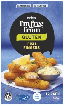 Coles-Im-Free-From-Gluten-Frozen-Fish-Fingers-12-Pack-300g on sale